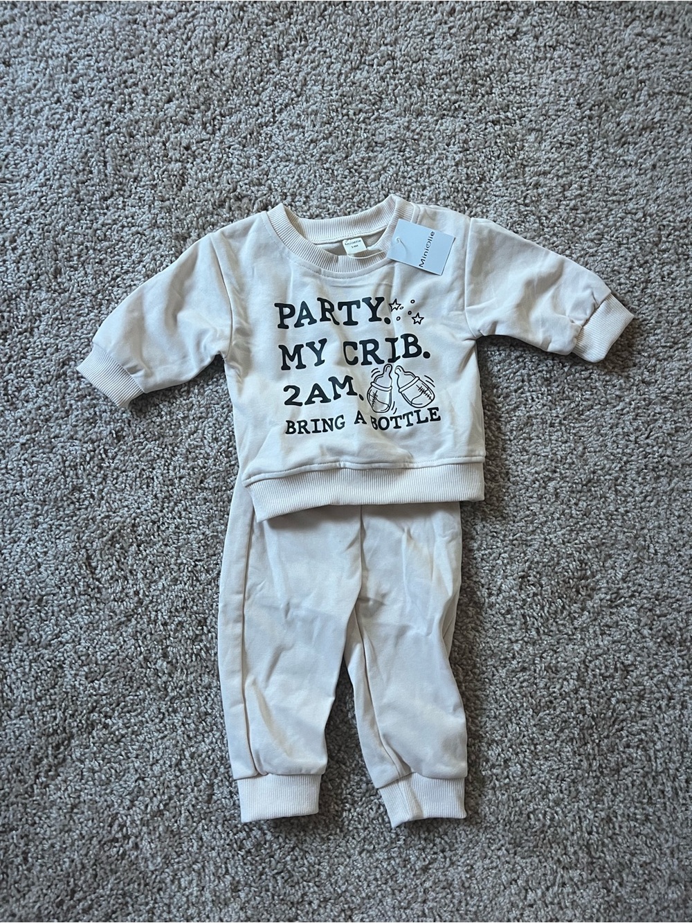 Unbranded Cream Kids Sweatpants & Joggers Set - Cozy Graphic Top